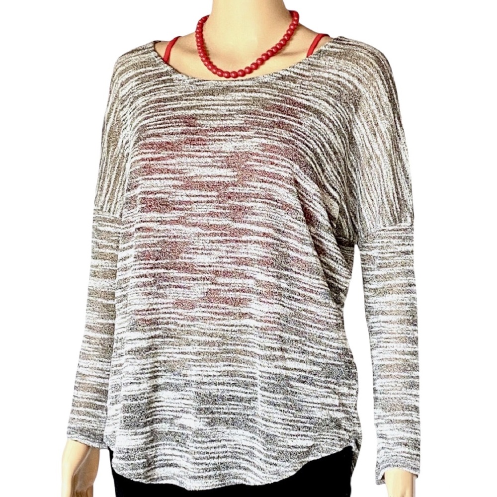 Olive & Oak | Semi-Sheer Marbled Oversized Dolman Top.
